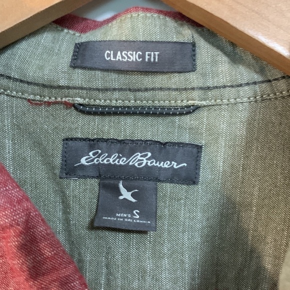 Eddie Bauer Long Sleeve Button Down Cotton Shirt Small Red - Picture 6 of 11